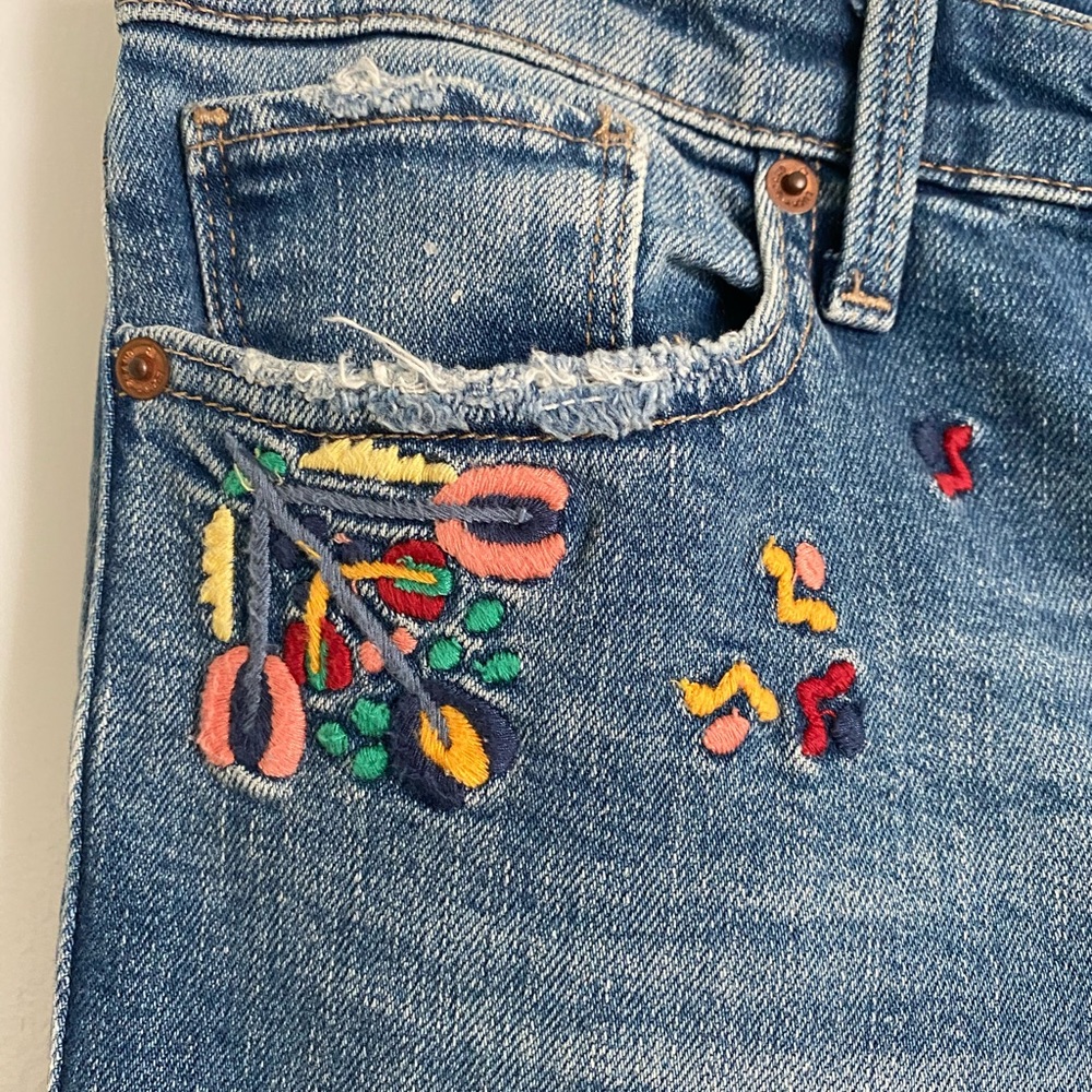 Embroidered lucky jeans